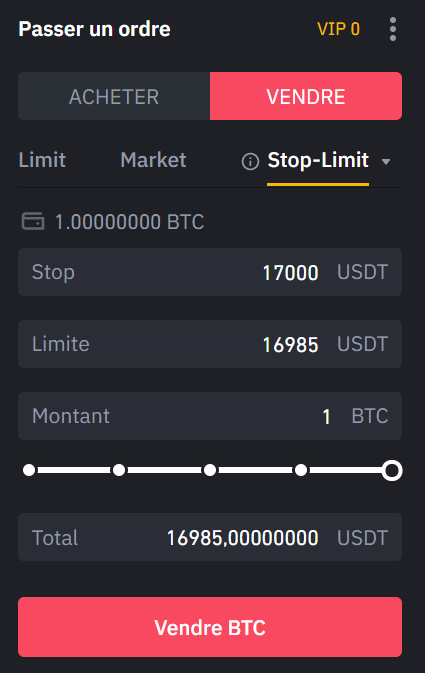 how to set stop limit sell on binance