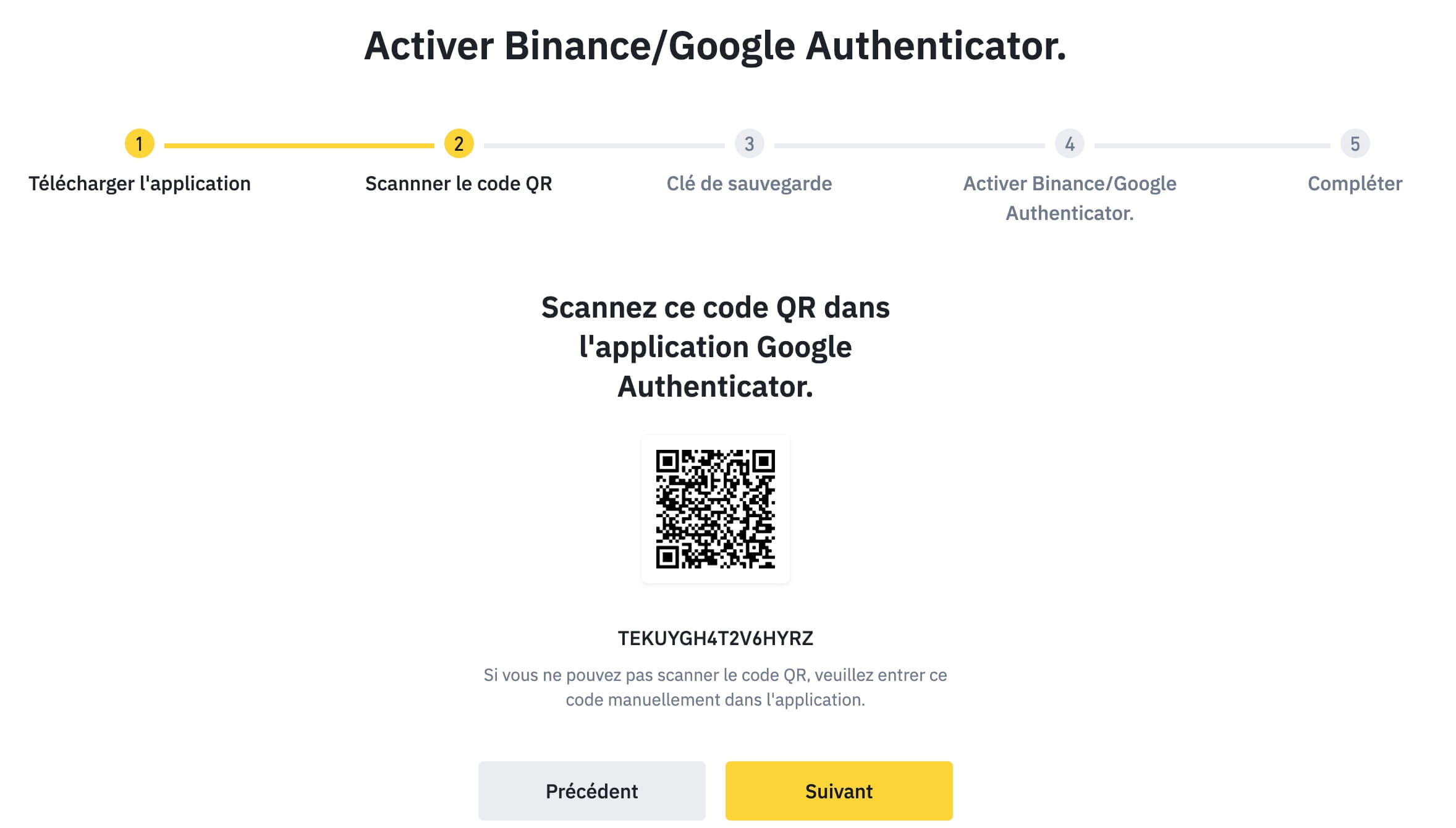 Clé Google Authenticator Binance