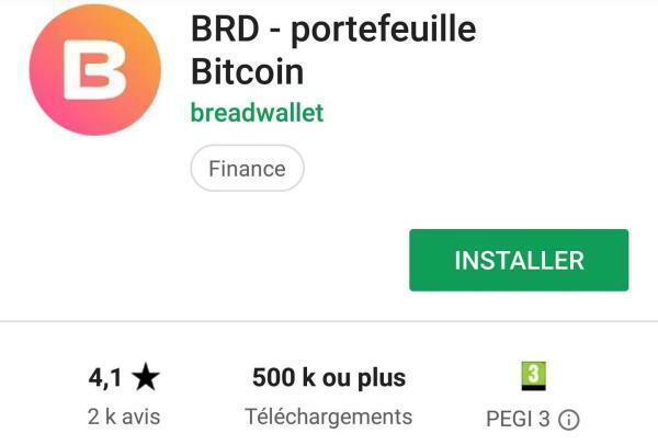 L'application BRD sur Google Play