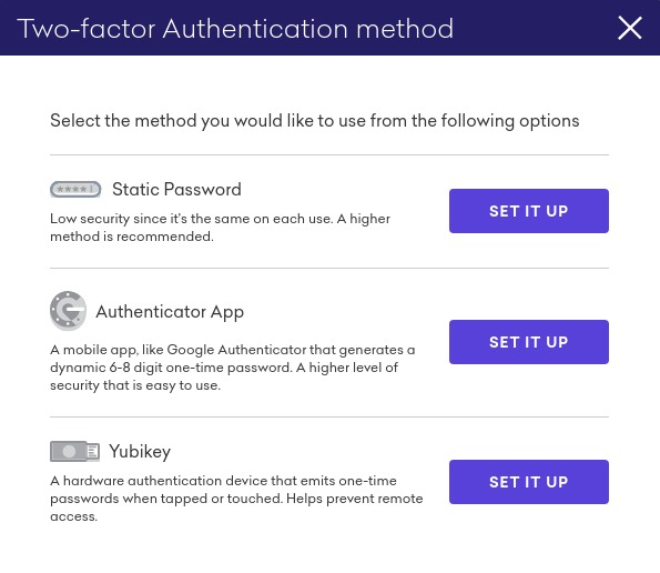 Two factor authentication 2FA