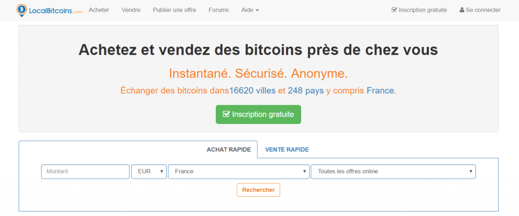 page d'accueil localbitcoins