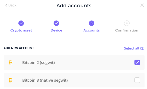 Sur ledger live - Création d'un nouveau compte (étape 3)