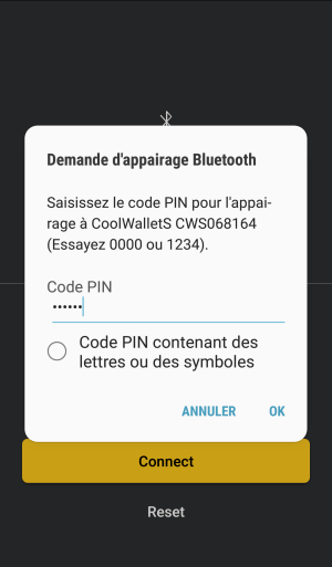 CoolBitX CoolWallet S appairage
