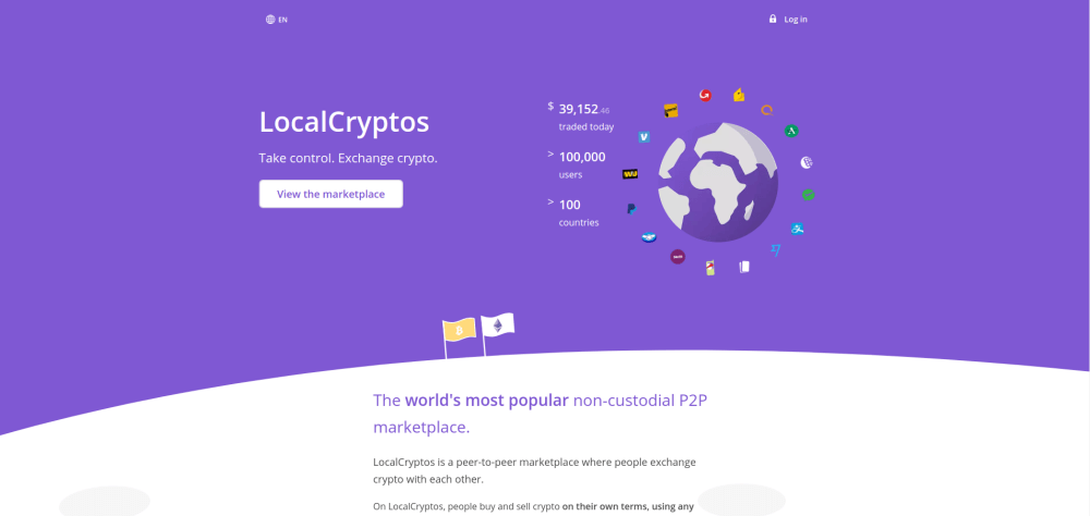 Page d'accueil de LocalCryptos