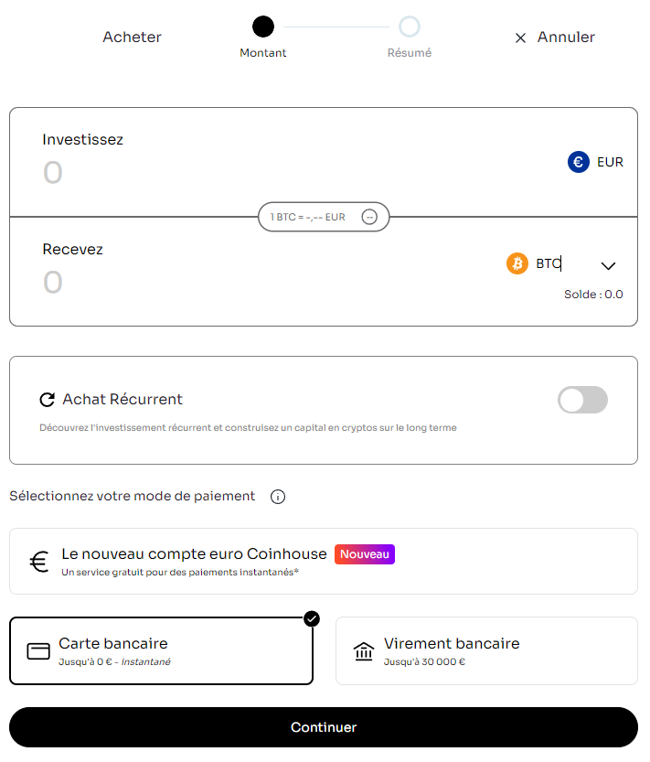 acheter crypto coinhouse