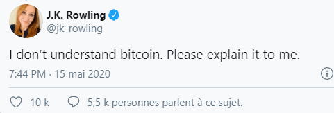JK Rowling tweet sur le Bitcoin