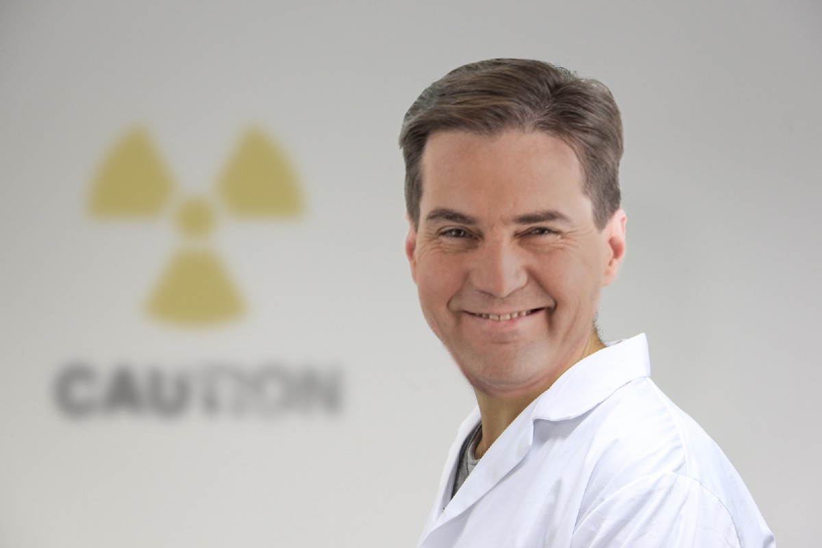 Photo montage of Craig Wright dressed as a nuclear physicist