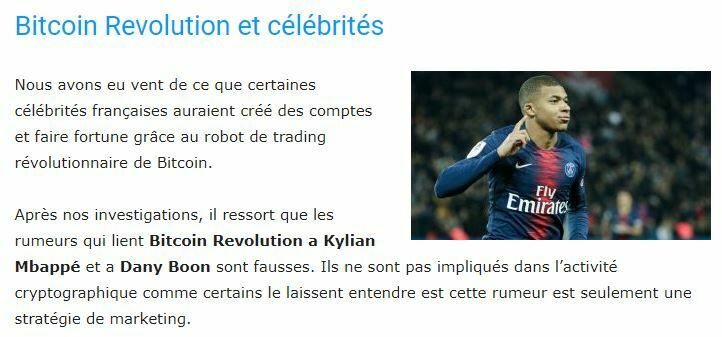 Bitcoin Revolution arnaque Kylian Mbappé