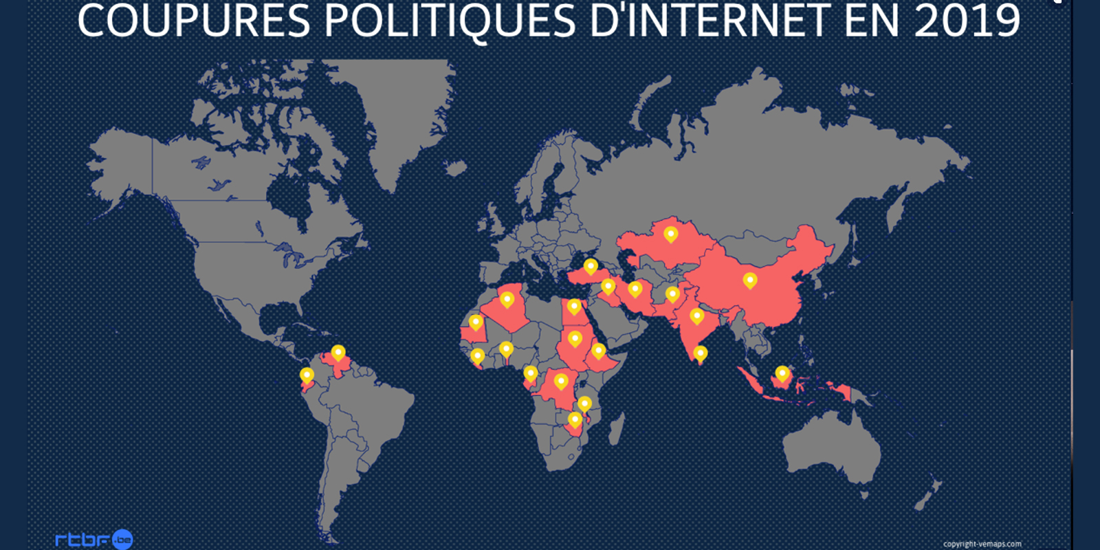 Coupures politiques d'Internet en 2019