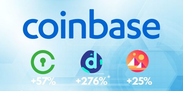 Coinbase ajoute le CVC (+57%), MANA (+25%) et le DNT (+276%)