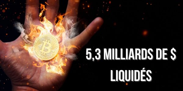 La chute du Bitcoin provoque la liquidation de 5,3 milliards de dollars en 24 heures