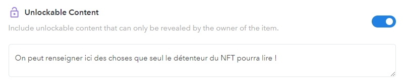 Contenu Déverrouillable NFT