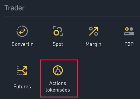 Actions Tokenisées Application Binance