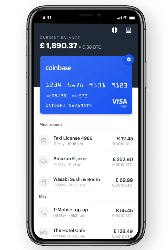 Coinbase Card Dashboard Overview