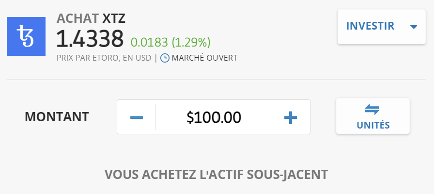 Acheter Tezos XTZ