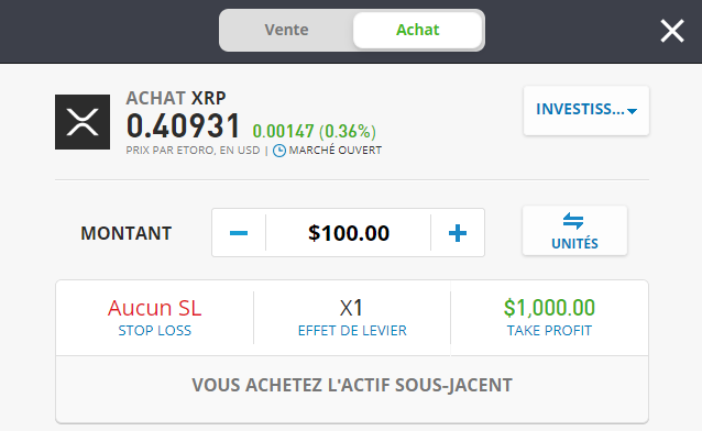 Acheter Ripple XRP eToro