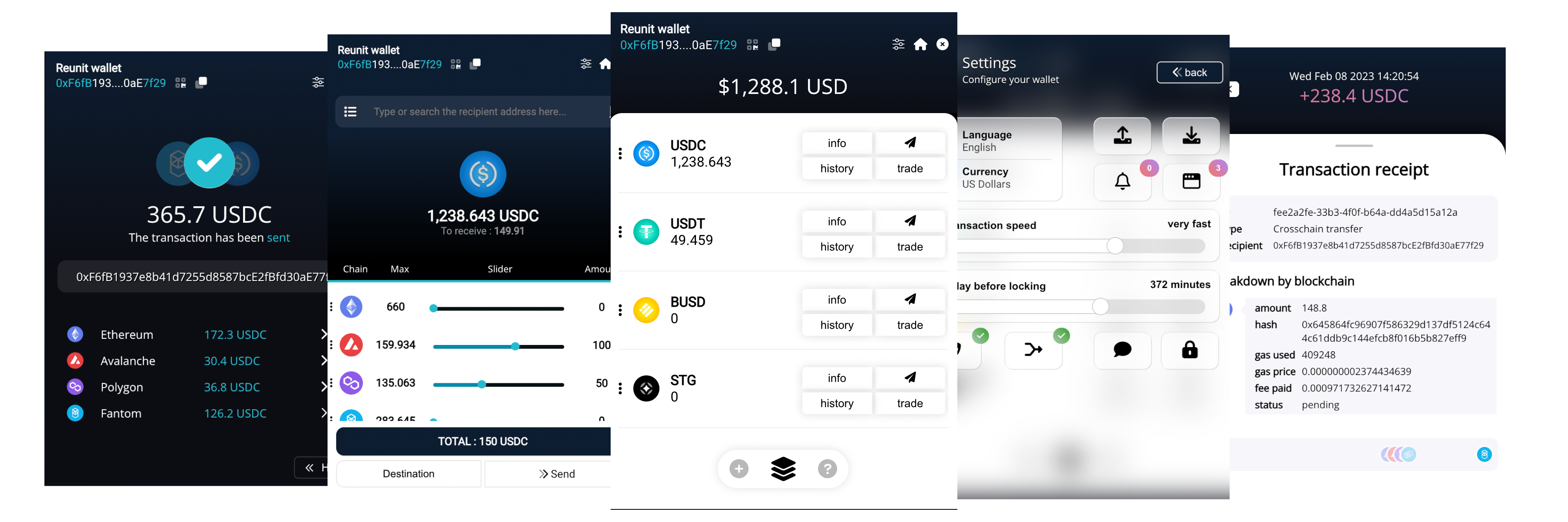 Interface Reunit Wallet