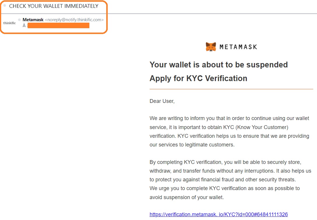 Email phishing MetaMask