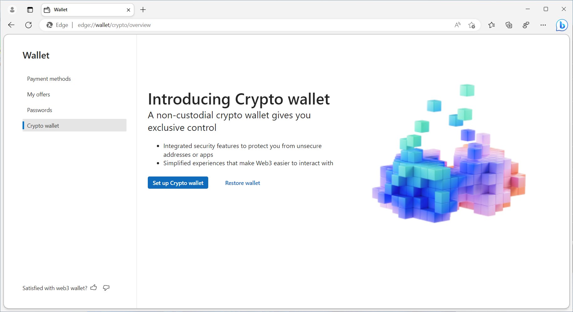 Microsoft Edge wallet aperçu