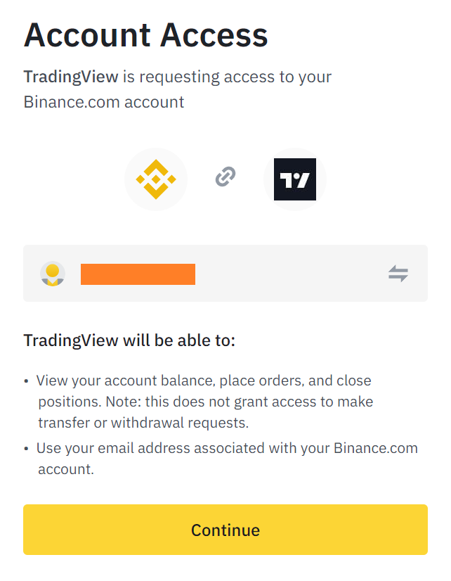 Autoriser la connexion entre Binance et TradingView