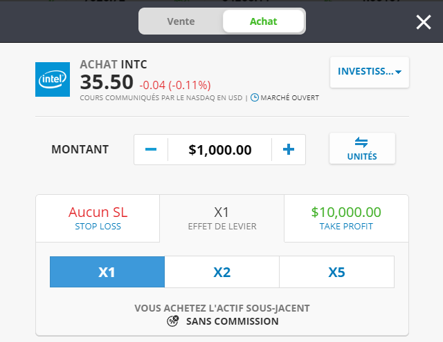 Acheter Action Intel INTC eToro