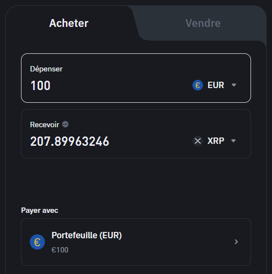 Acheter XRP Euros Binance