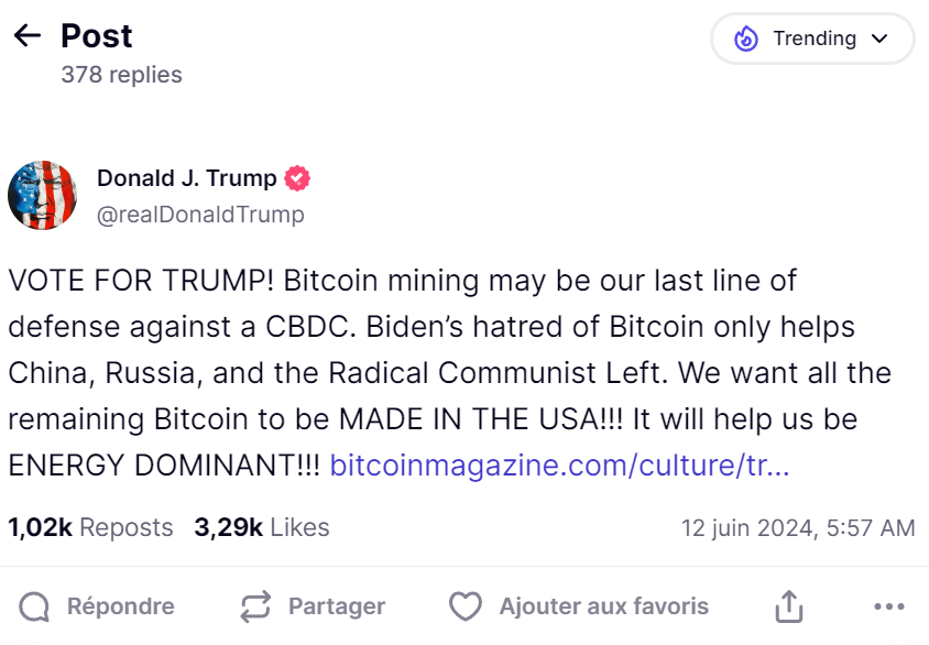 Bitcoin (BTC) : Pour Donald Trump, Tous Les Bitcoins Restants Devraient ...