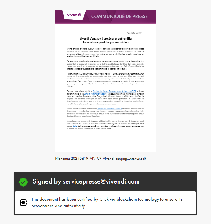 Document certifié Vivendi
