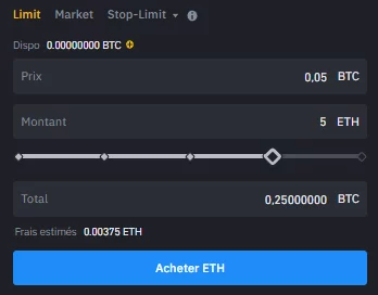 ordre limit binance