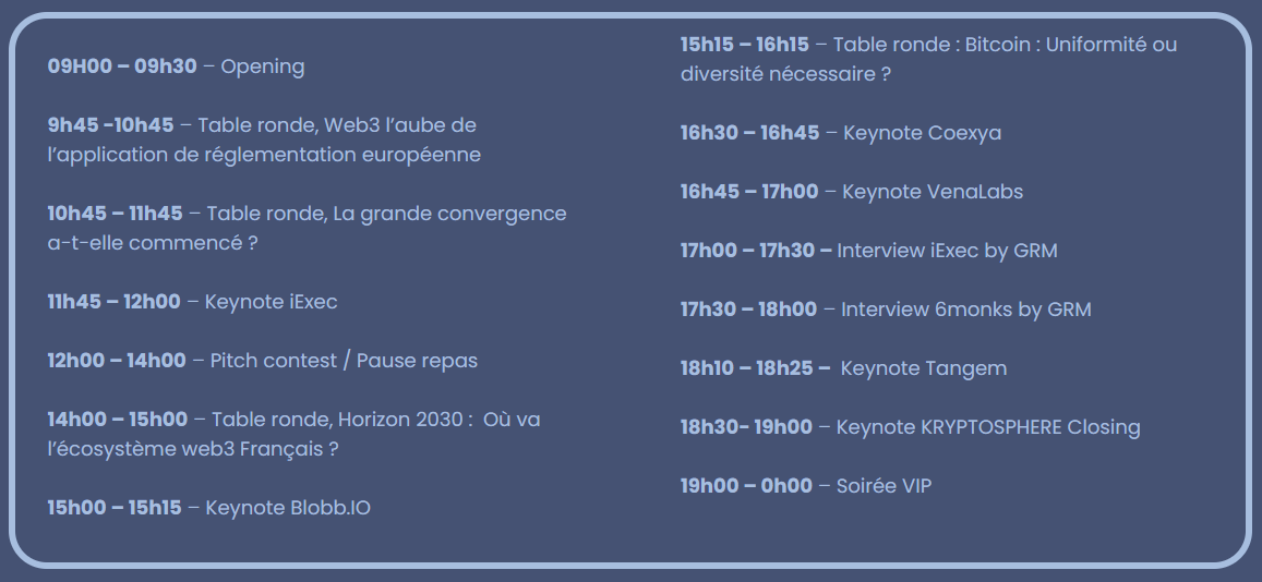 Programme KRYPTO-TOUR