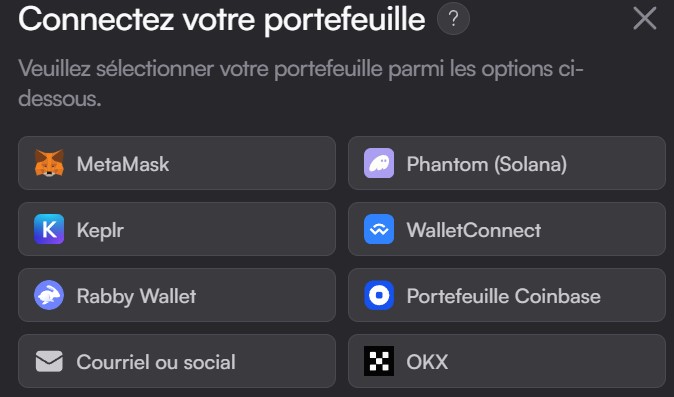 Choix Wallet dYdX