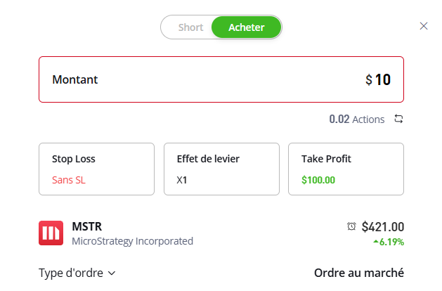 Acheter Action MicroStrategy MSTR