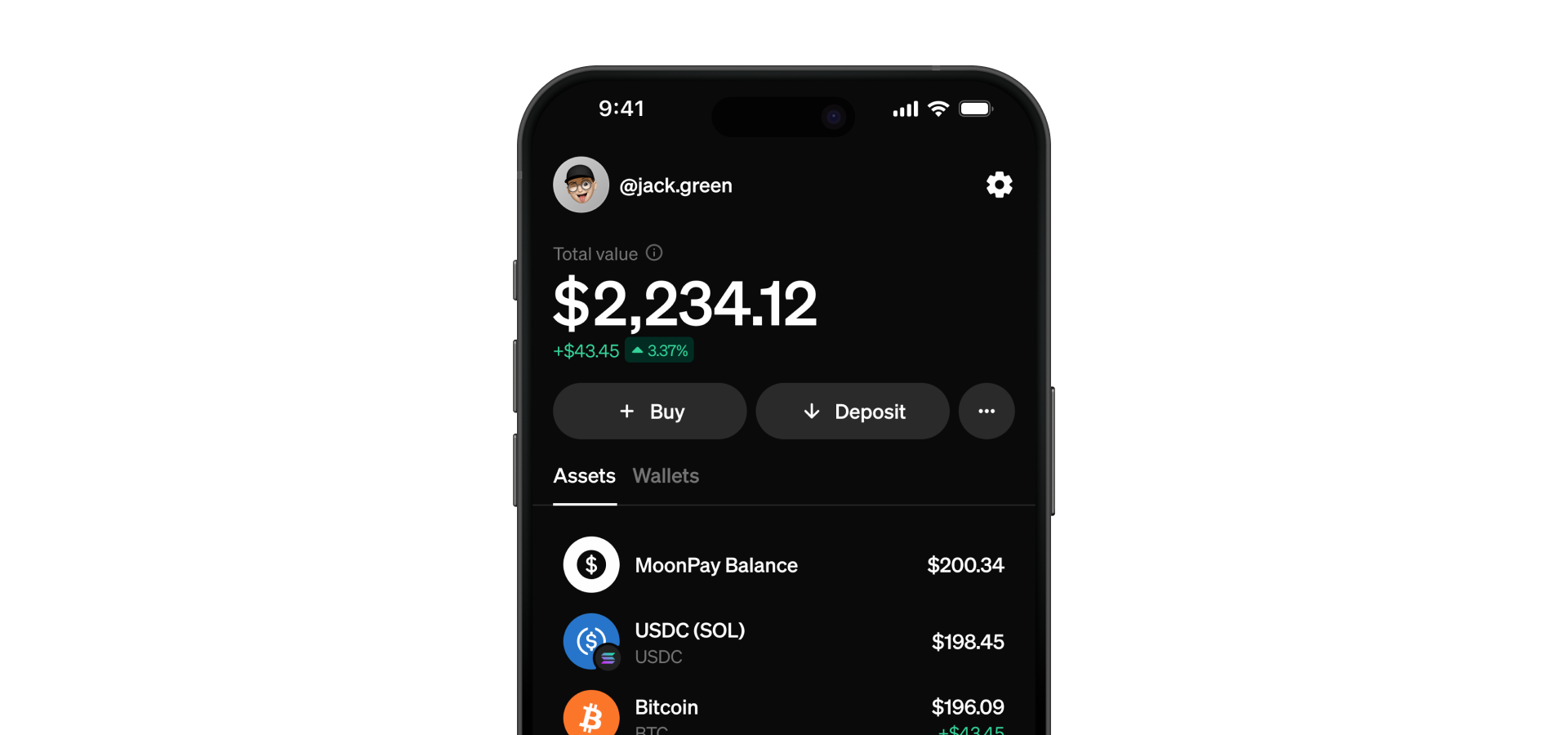 Aperçu de l'application MoonPay Aperçu de l'application MoonPay