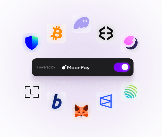 Quelques-uns des wallets et protocoles compatibles avec MoonPay Quelques-uns des wallets et protocoles compatibles avec MoonPay