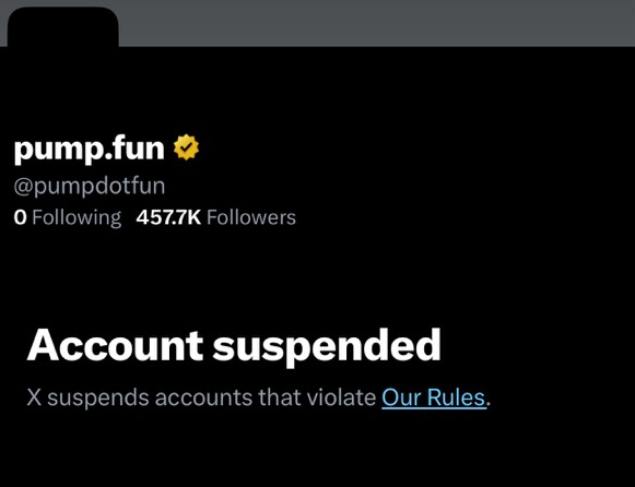 Compte X suspendu de Pump.fun Compte X suspendu de Pump.fun