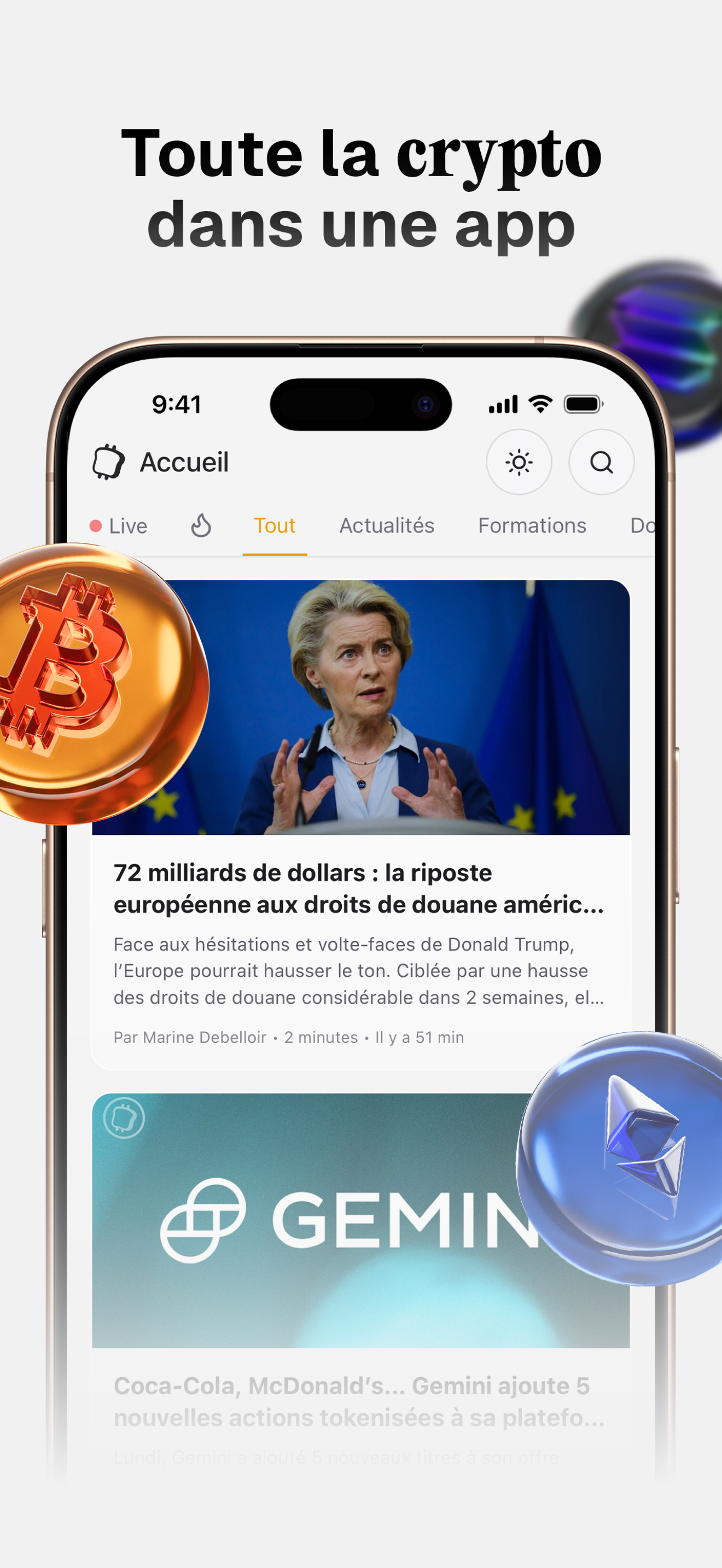 Écran d'accueil Cryptoast