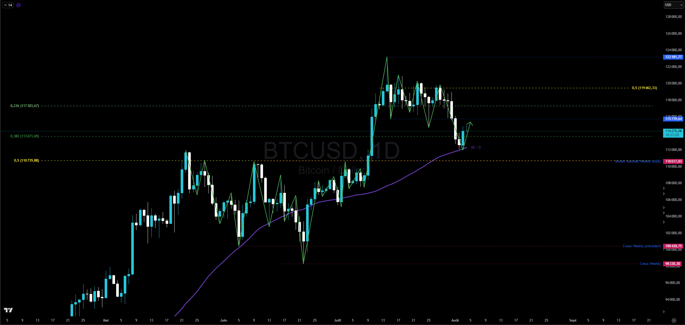 Bitcoin en journalier Bitcoin en journalier
