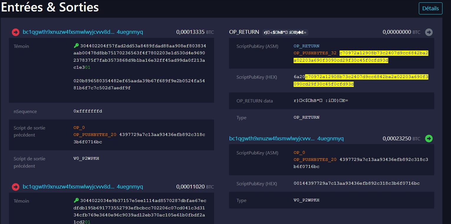 Hash correspondant au PIB des États-Unis au deuxième trimestre 2025