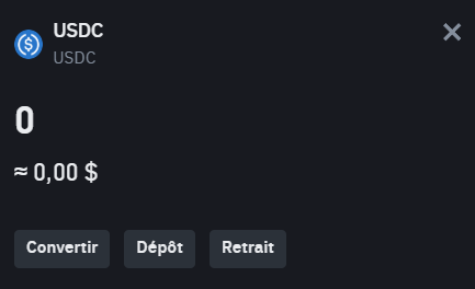 Retrait USDC Binance