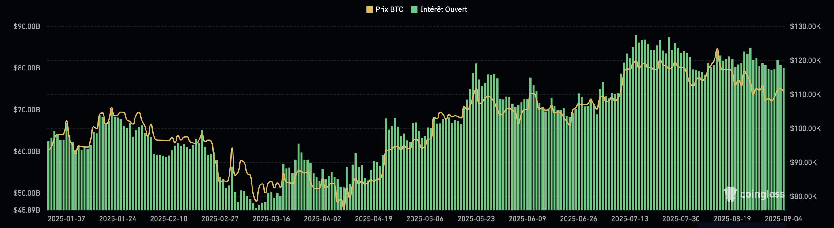 Intérêt ouvert sur le marché du Bitcoin