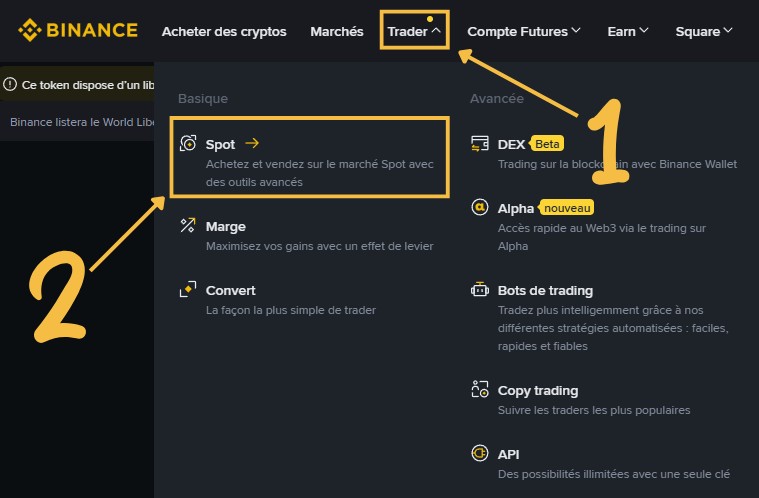 Trading spot Binance