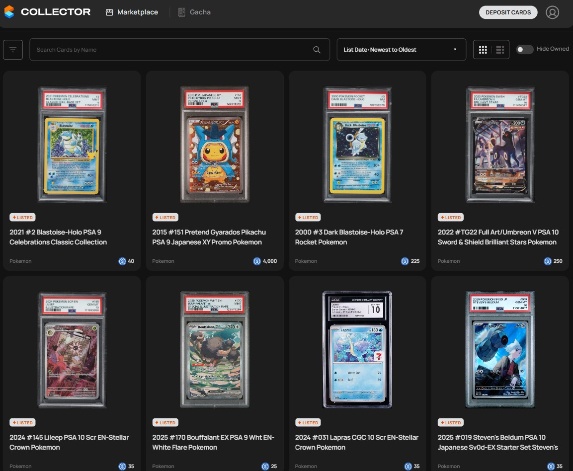 Aperçu de la marketplace de Collector Crypt