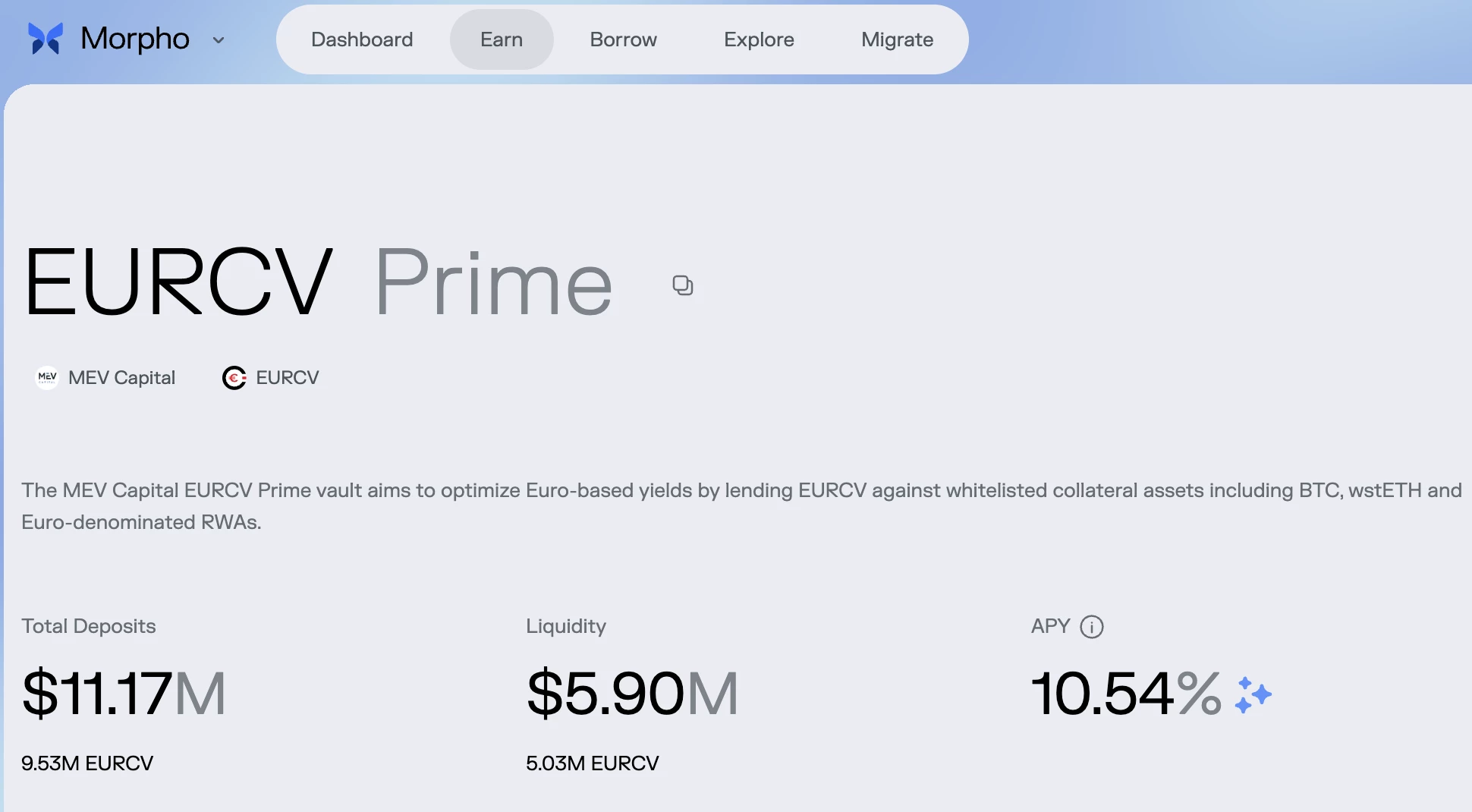 rendements stablecoin eurcv morpho