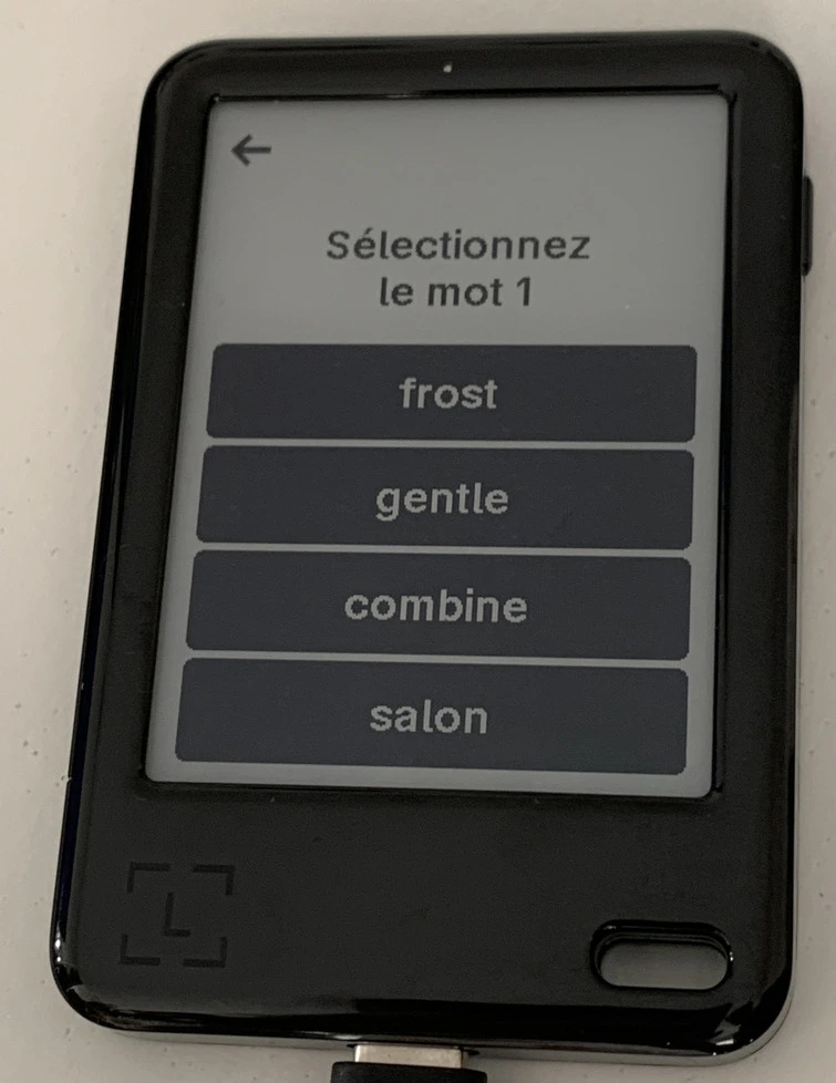Vérifier sa phrase de récupération Ledger Nano Gen5
