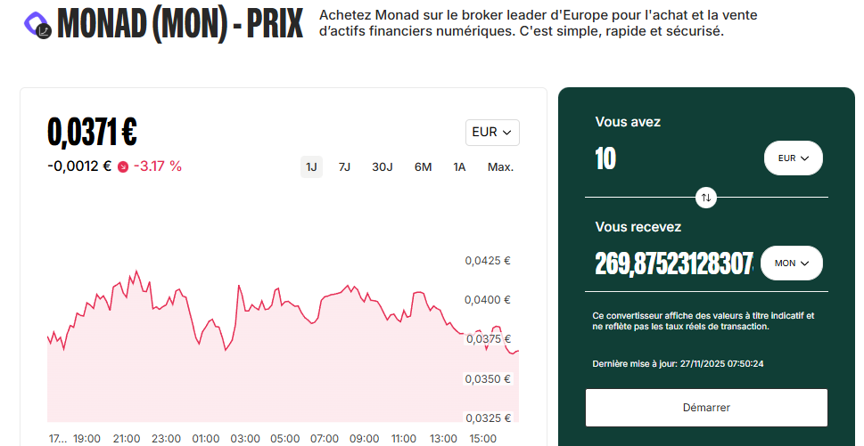Achat MON Monad Bitpanda