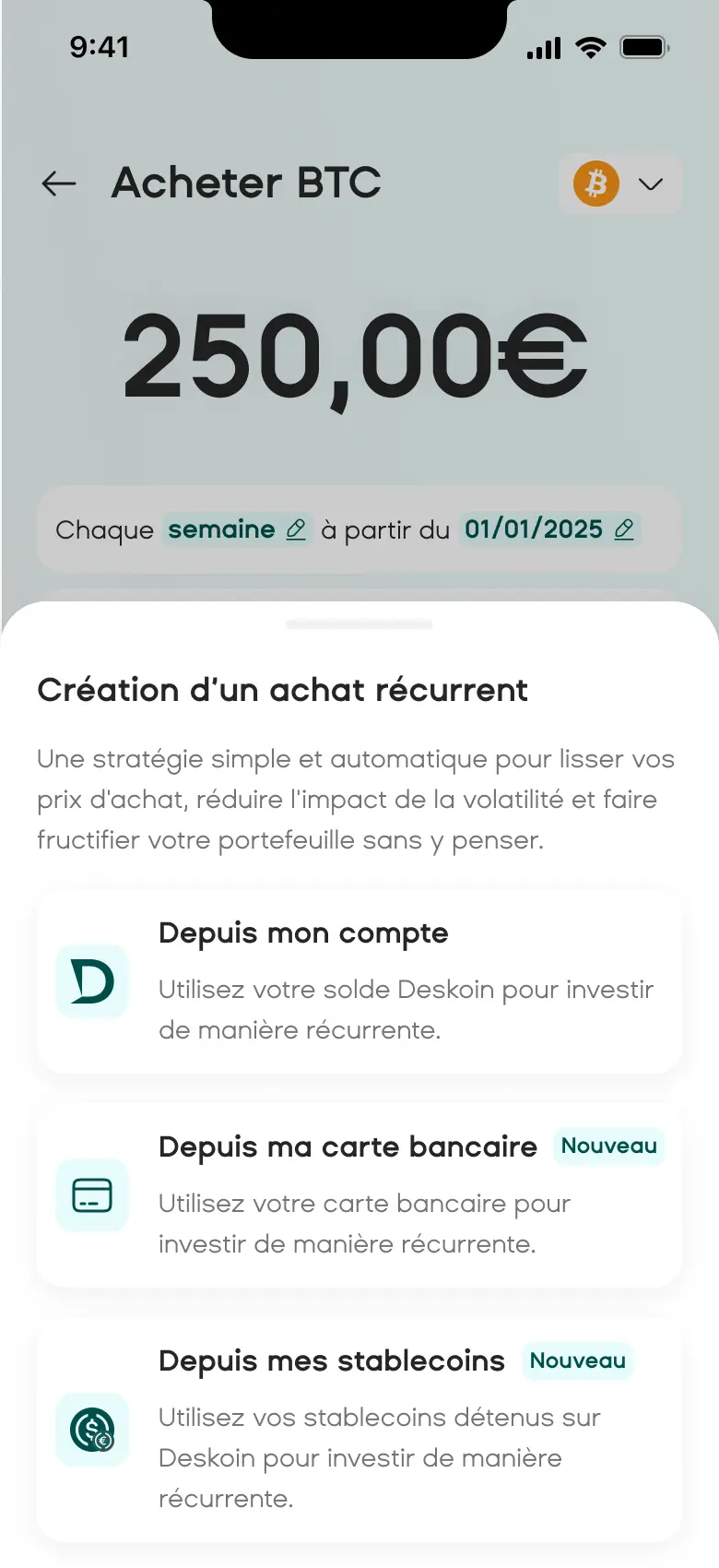 Mise en place DCA Deskoin