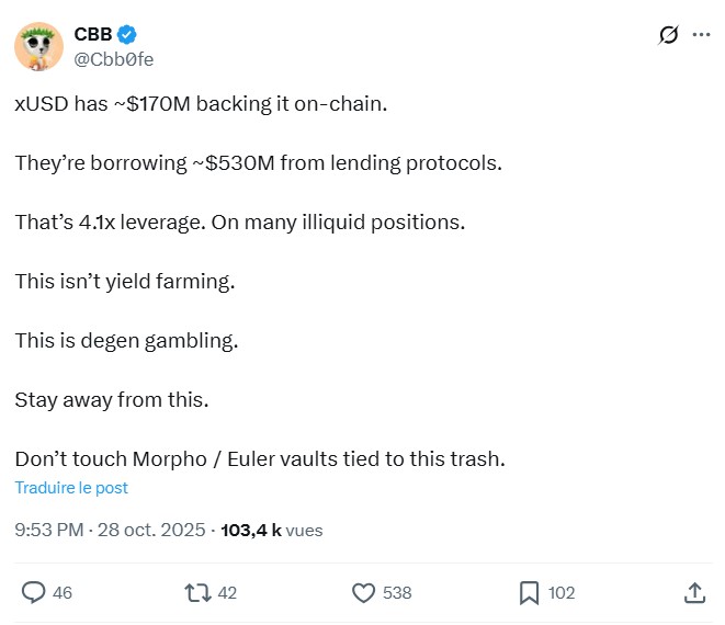 Mise en garde d'un observateur concernant le XUSD Mise en garde d'un observateur concernant le XUSD
