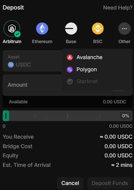 Affichage du wallet et configuration sur Extended