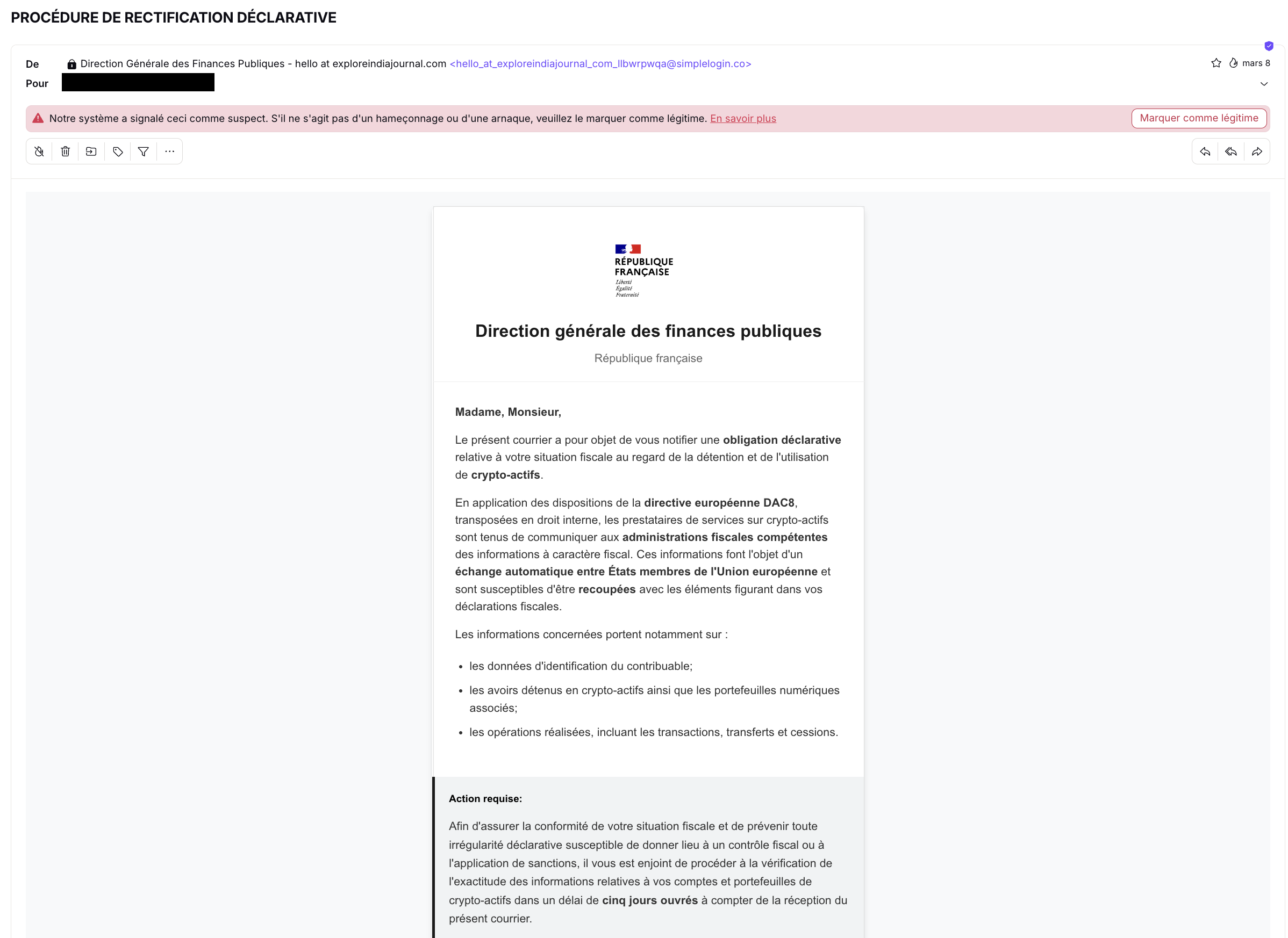 Attention : cette arnaque crypto se fait passer pour les services des impôts