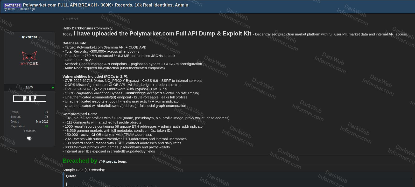 Message de xorcat sur DarkForums